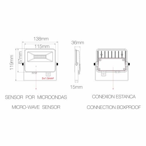 SKY LED Fluter mit Microwave Sensor 10W 120° 5.000K WEISS