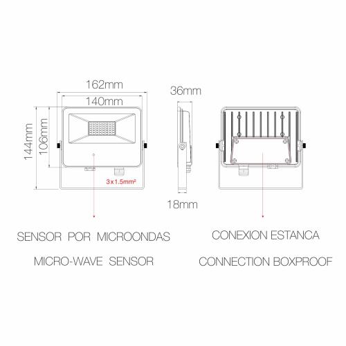 SKY LED Fluter mit Microwave Sensor 30W 120° 5.000K WEISS
