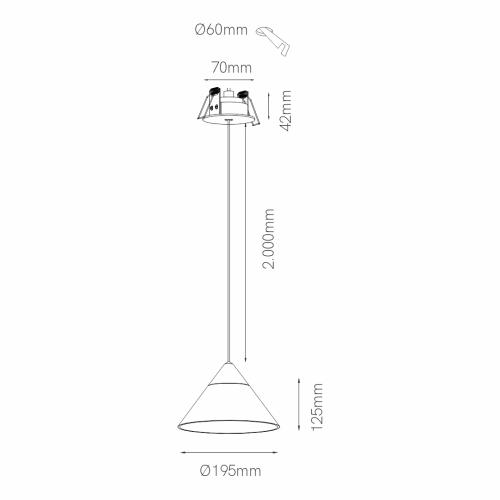 ARK  LED Einbau-Pendelleuchte /Hängelampe  WEISS / TRANSPARENT  6W  3.000K