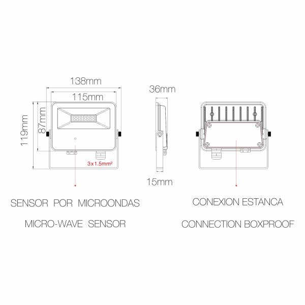 SKY LED Fluter mit Microwave Sensor 10W 120° 5.000K WEISS
