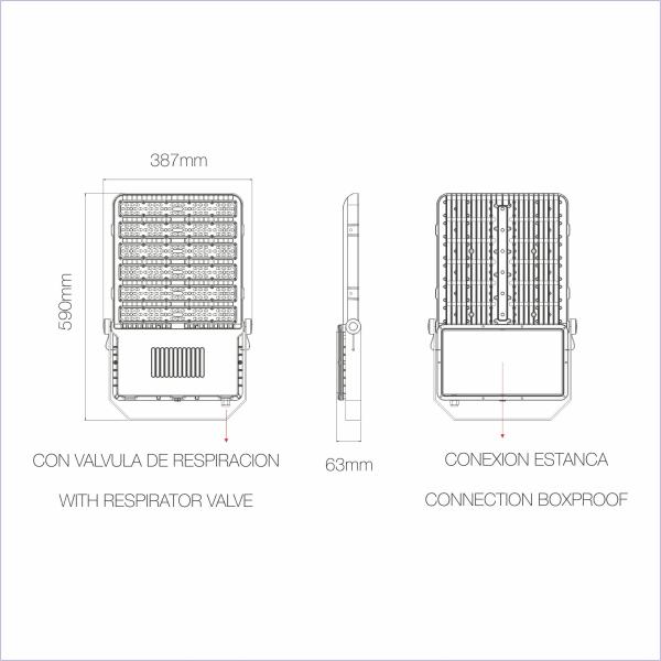 KRION 300W Flutlichtstrahler 80°x140° 4.000K/5.000K IK10 IP65 Schwarz