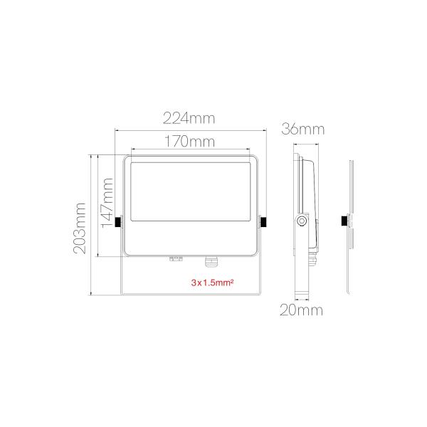 SKY LED Fluter 20W CCT 3.000K/4.000K/ 5.000K Aluminium 2.400lm