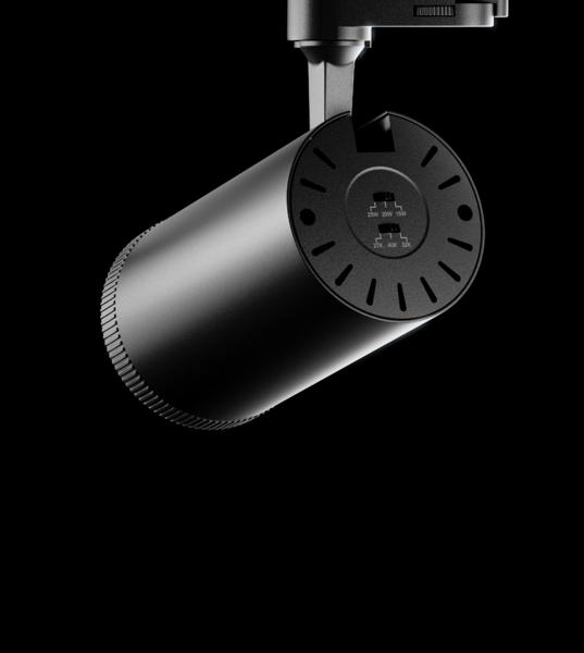 ZOOM  3-Phasen-Stromschienen Spot  SCHWARZ switch 2.700K/3.200K/4.000K  switch 15W/20W/25W  stufenlos 15° bis 55°