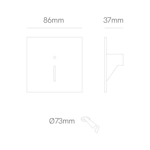 LAO Treppenstufenleuchte Sensor Switch 2.700K/3.200K/4.000K inkl. Abdeckung in Weiß und Schwarz