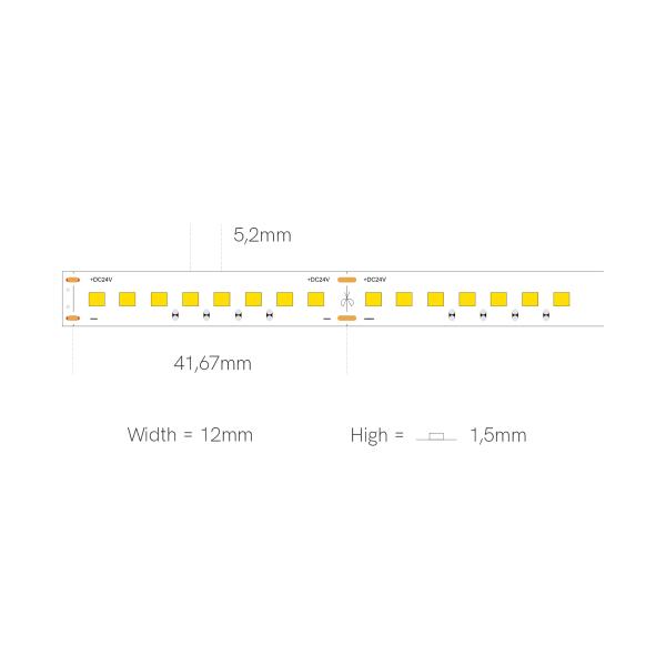 FINE-52 LED-STRIP 5m ROLLE IP20 24VDC 22W/m CRI90 12mm 2.725 Lm/m